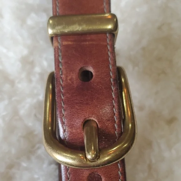 Fossil Tan Leather Belt with Brass Buckle - Picture 4 of 7